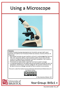 Clinical skills instruction booklet cover page, Using a Microscope